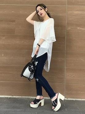 「CECIL McBEE（セシルマクビー）のアイテム（パンツ）」を使った、cecilmcbee_staffさん（レディース・157cm）の夏コーディネート