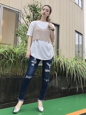 「CECIL McBEE（セシルマクビー）のアイテム（パンツ）」を使った、cecilmcbee_staffさん（レディース・157cm）の夏コーディネート