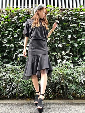「CECIL McBEE（セシルマクビー）のアイテム（ハンチング/ベレー帽）」を使った、cecilmcbee_staffさん（レディース・165cm）の夏コーディネート