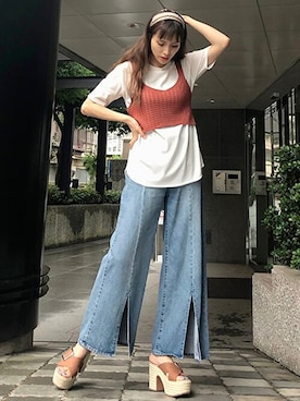 「CECIL McBEE（セシルマクビー）のアイテム（パンツ）」を使った、cecilmcbee_staffさん（レディース・167cm）の夏コーディネート