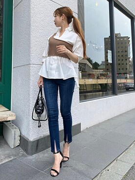 「CECIL McBEE（セシルマクビー）のアイテム（トップス）」を使った、cecilmcbee_staffさん（レディース・160cm）の夏コーディネート