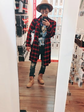 「JACKROSE（ジャックローズ）のアイテム（帽子）」を使った、カドさん（メンズ・166cm）の冬コーディネート