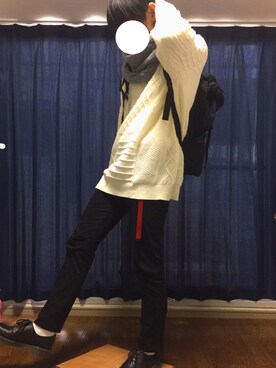 「L.H.P（エルエイチピー）のLHP/エルエイチピー/OverSize CrazyPatternKnit <6001163>（ニット/セーター、ホワイト系）」を使った、NOhさん（メンズ・175cm）の春コーディネート