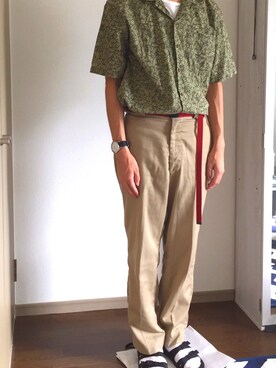 「L.L.Bean（エルエルビーン）のアイテム（シャツ/ブラウス、グリーン系）」を使った、NOhさん（メンズ・175cm）の夏コーディネート