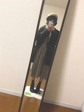 「LOWRYS FARM（ローリーズファーム）のストレッチヒールブーツ　851418（ブーツ）」を使った、chocoさん（レディース・154cm）の冬コーディネート