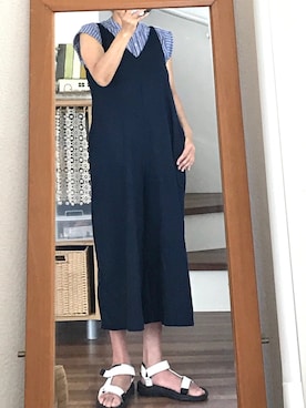 「ネイビーコーデ」｜「アイテム（オールインワン・サロペット）」を使った、Ms          mfha3t2mさん（レディース・160cm）の夏コーディネート