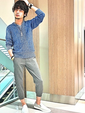 「VOGUISH（ヴォーギッシュ）のアイテム（スリッポン）」を使った、織田 将太さん（メンズ・170cm）の春コーディネート