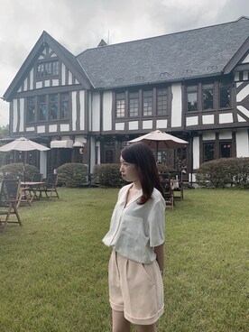 「SNIDEL（スナイデル）のアイテム（その他パンツ、ベージュ系）」を使った、まりあさん（レディース・152cm）の春コーディネート