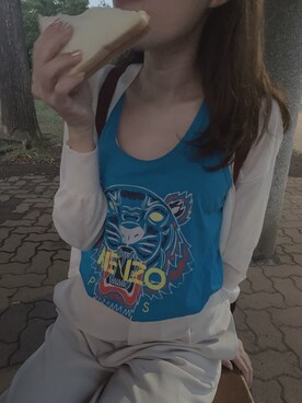 「KENZO（ケンゾー）のアイテム（タンクトップ、ブルー系）」を使った、まりあさん（レディース・152cm）の春コーディネート