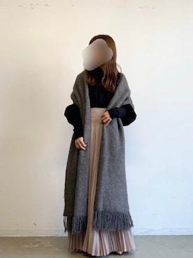 「アイテム（ストール/ショール）」を使った、めるてぃさん（レディース・153cm）の秋コーディネート