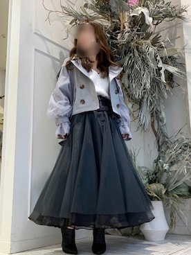 「LA BELLE ETUDE（ラベルエチュード）のアイテム（トレンチコート）」を使った、めるてぃさん（レディース・153cm）の冬コーディネート