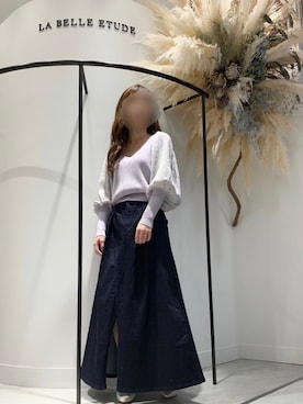 「LA BELLE ETUDE（ラベルエチュード）のアイテム（ニット/セーター）」を使った、めるてぃさん（レディース・153cm）の春コーディネート