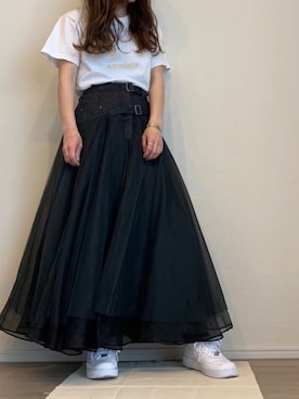 「LA BELLE ETUDE（ラベルエチュード）のアイテム（デニムスカート）」を使った、めるてぃさん（レディース・153cm）の春コーディネート