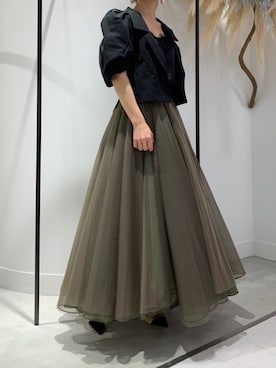 「LA BELLE ETUDE（ラベルエチュード）のアイテム（ノーカラージャケット）」を使った、めるてぃさん（レディース・153cm）の夏コーディネート