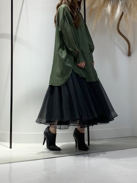 「LA BELLE ETUDE（ラベルエチュード）のアイテム（デニムスカート）」を使った、めるてぃさん（レディース・153cm）の秋コーディネート