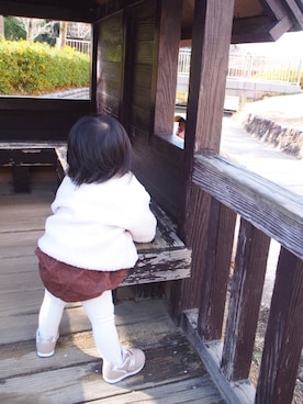 「公園コーデ」｜「アイテム（ブルゾン）」を使った、®️さん（キッズ・70cm）の冬コーディネート