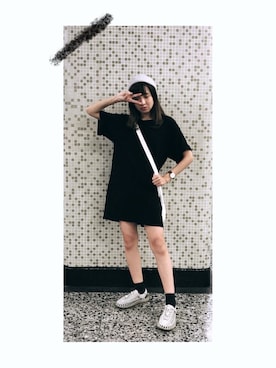 「ADLIB（アドリブ）のアイテム（キャップ）」を使った、KateeeHoさん（レディース・155cm）の夏コーディネート