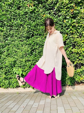 「マキシスカート」｜「アイテム（チュニック）」を使った、せきさん（レディース・150cm）の夏コーディネート