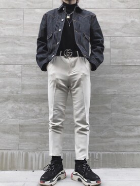 「韓国好きな人と繋がりたい」｜「アイテム（デニムジャケット）」を使った、Daisuke さん（メンズ・173cm）の春コーディネート