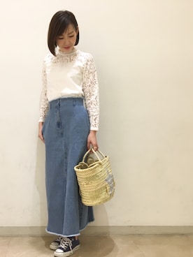 「アイテム（かごバッグ、シルバー系）」を使った、kitanoさん（レディース・164cm）の冬コーディネート