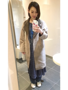 「blue」｜「アイテム（その他アウター）」を使った、kitanoさん（レディース・164cm）の冬コーディネート