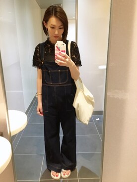 「Omekashi（オメカシ）のアイテム（サロペット/オーバーオール）」を使った、kitanoさん（レディース・164cm）の夏コーディネート