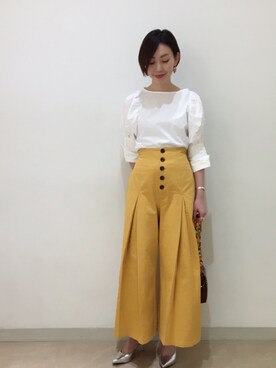 「袖ボリューム」｜「アイテム（チノパンツ）」を使った、kitanoさん（レディース・164cm）の春コーディネート