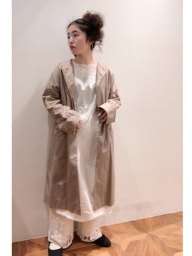 「レースワンピース」｜「アイテム（ノーカラーコート）」を使った、pualmaiさん（レディース・153cm）の春コーディネート