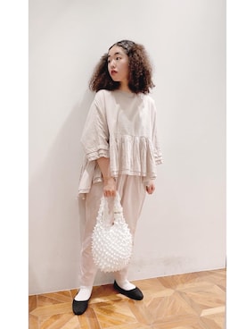 「PUAL CE CIN（ピュアルセシン）の【odds】SPIKY　BAG／バッグ（エコバッグ/サブバッグ）」を使った、pualmaiさん（レディース・153cm）の春コーディネート