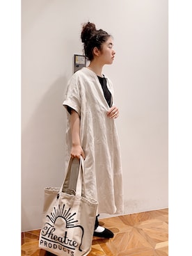 「ベージュ×ブラック」｜「アイテム（ワンピース/ドレス）」を使った、pualmaiさん（レディース・153cm）の夏コーディネート