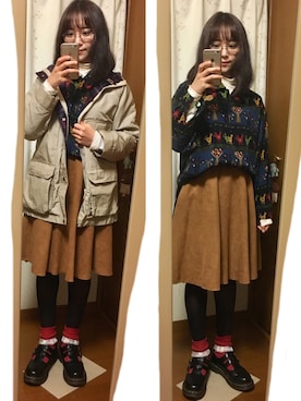 「WOOLRICH（ウールリッチ）のアイテム（マウンテンパーカー）」を使った、くれあさん（レディース・158cm）の冬コーディネート