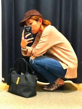 「OZOC（オゾック）のアイテム（キャップ）」を使った、ayachiroさん（レディース・160cm）の秋コーディネート