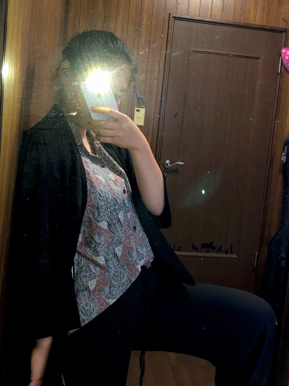 「夏コーデ、おしゃれさんと繋がりたい、柄シャツ、下北沢、古着、黒、夏、古着好きな人と繋がりたい、古着女子、下北沢コーデ」｜「GUのアイテム（パンツ、ブラック系）」を使った、たるたるそうすさん（レディース・158cm）の夏コーディネートの1枚目の写真