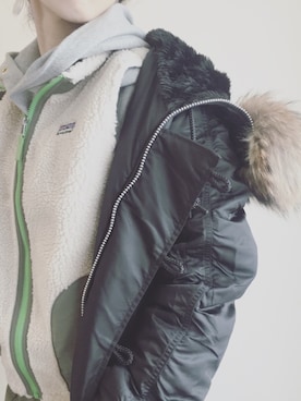 「Alpha Industries（アルファインダストリーズ）の＜ALPHA＞N-2B（ミリタリージャケット、ブラック系）」を使った、hamazi／代官山 Am bestenさん（レディース・152cm）の冬コーディネート