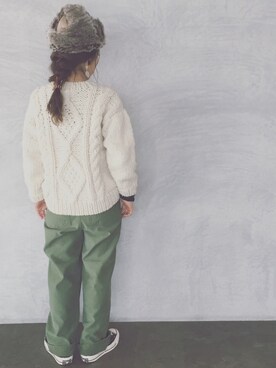 「BEAMS BOY（ビームスボーイ）のアイテム（ニット/セーター、ホワイト系）」を使った、hamazi／代官山 Am bestenさん（レディース・152cm）の冬コーディネート