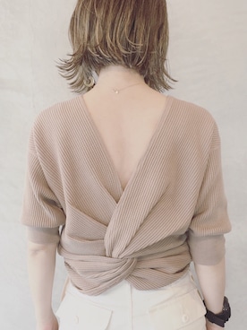 「6（ロク）のアイテム（トップス、ベージュ系）」を使った、hamazi／代官山 Am bestenさん（レディース・152cm）の春コーディネート