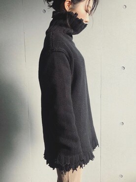 「PERVERZE（パーバーズ）のアイテム（ニット/セーター、ブラック系）」を使った、hamazi／代官山 Am bestenさん（レディース・152cm）の冬コーディネート