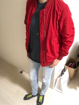 「Alpha Industries（アルファインダストリーズ）のアイテム（MA-1）」を使った、lonewolf- FTXさん（レディース・161cm）の春コーディネート