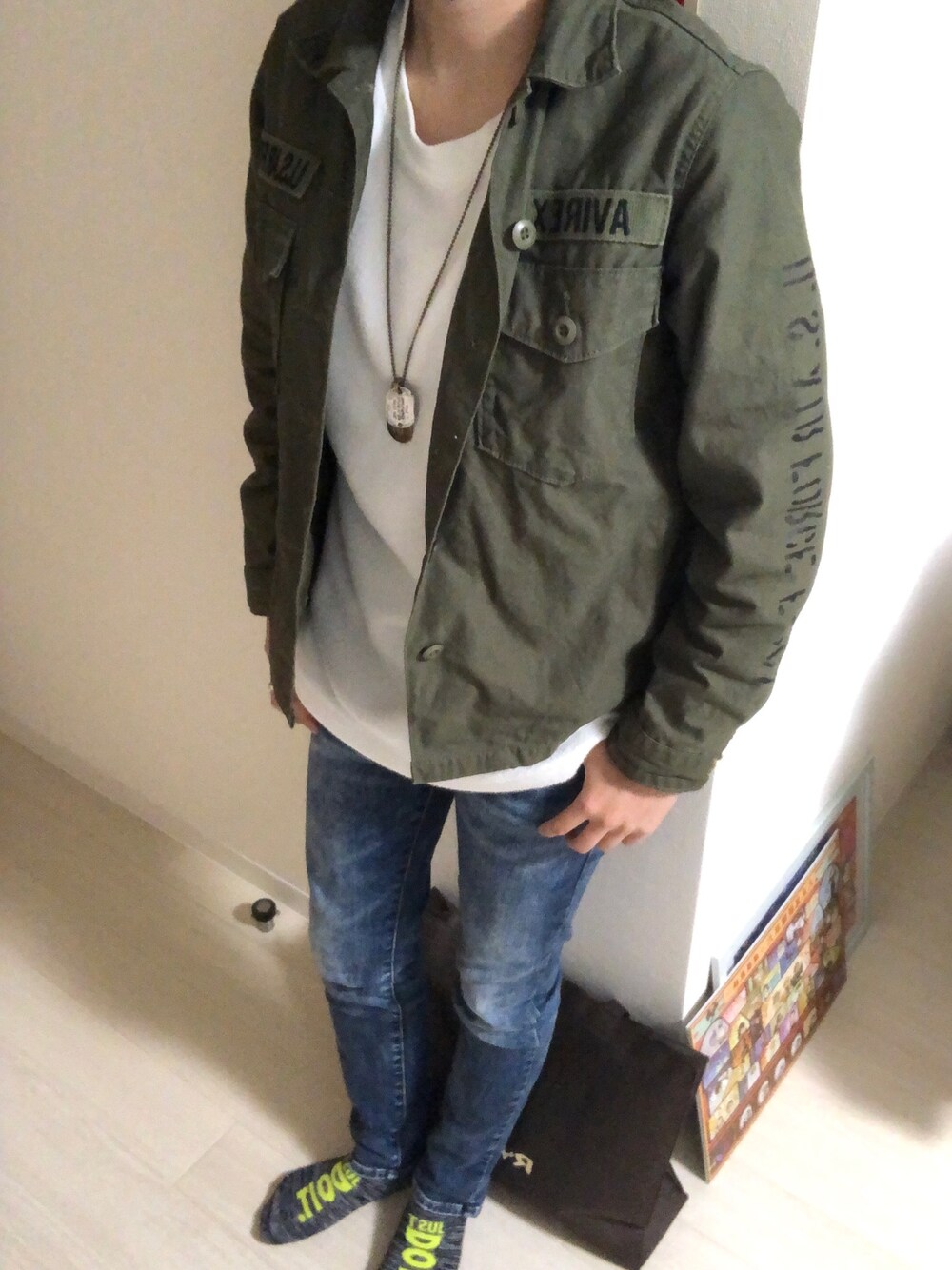 「FTX、LGBT」｜「AVIREXのアイテム（ジャケット/アウター、グリーン系）」を使った、lonewolf- FTXさん（レディース・161cm）の春コーディネートの1枚目の写真