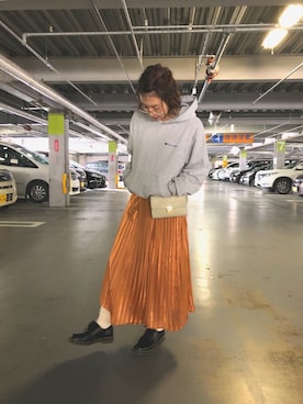 「チャンピオン パーカー」｜「アイテム（レッグウェア）」を使った、なめちゃさん（レディース・158cm）の春コーディネート