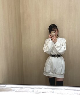 「GU（ジーユー）のアイテム（スウェット、ホワイト系）」を使った、ゆっきーさん（レディース）の冬コーディネート