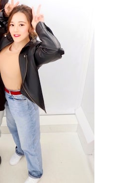 「SpRay（スプレイ）のアイテム（ライダースジャケット）」を使った、せりかさん（レディース・155cm）の夏コーディネート