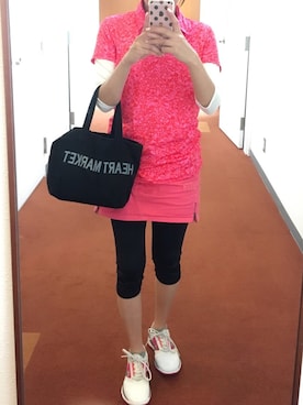 「スポーツ」｜「アイテム（ポロシャツ）」を使った、naoPiさん（レディース・157cm）の夏コーディネート