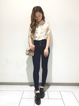 「Heather（ヘザー）のアイテム（バッグ）」を使った、Sachiyoさん（レディース・154cm）の春コーディネート