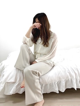 「Heather（ヘザー）のアイテム（スラックス）」を使った、Sachiyoさん（レディース・154cm）の春コーディネート