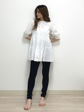 「Heather（ヘザー）のティアードチュニックブラウス　885432（シャツ/ブラウス）」を使った、Sachiyoさん（レディース・154cm）の春コーディネート