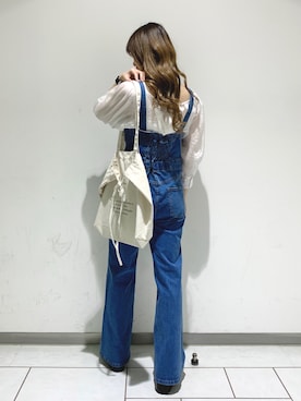 「Heather（ヘザー）のアイテム（サロペット/オーバーオール）」を使った、Sachiyoさん（レディース・154cm）の春コーディネート