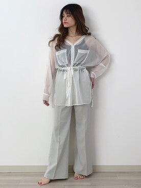 「Heather（ヘザー）のサイドスリットスケチュニックシャツ　885763（シャツ/ブラウス）」を使った、Sachiyoさん（レディース・154cm）の春コーディネート