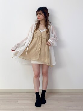 「Heather（ヘザー）のサイドスリットスケチュニックシャツ　885763（シャツ/ブラウス）」を使った、Sachiyoさん（レディース・154cm）の春コーディネート