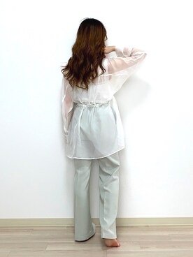 「Heather（ヘザー）のサイドスリットスケチュニックシャツ　885763（シャツ/ブラウス）」を使った、Sachiyoさん（レディース・154cm）の春コーディネート